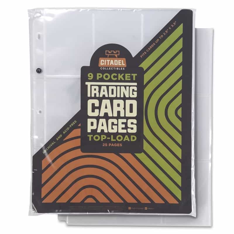 9-Pocket Trading Card Pages, Top-Load, 25 Pages