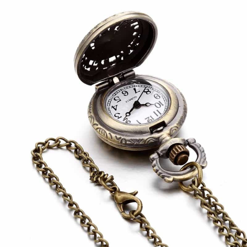 Two Small Owl Quartz Pocket Chain Watch (With Padded Box)
