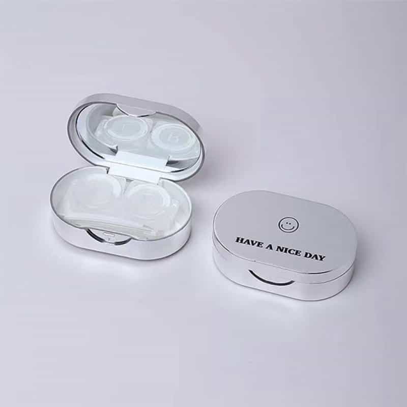 Trendy Reflective Silver Mirror Contacts Lens Storage Case