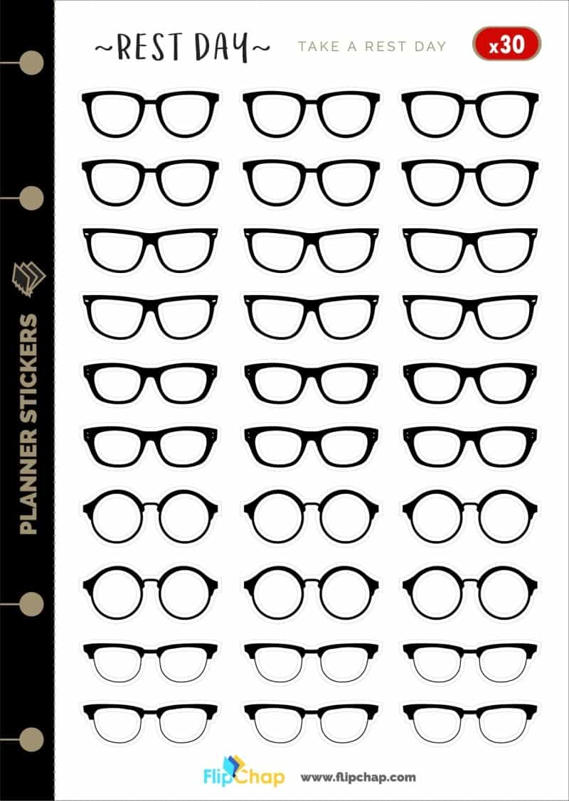Classic Black Glasses Stickers