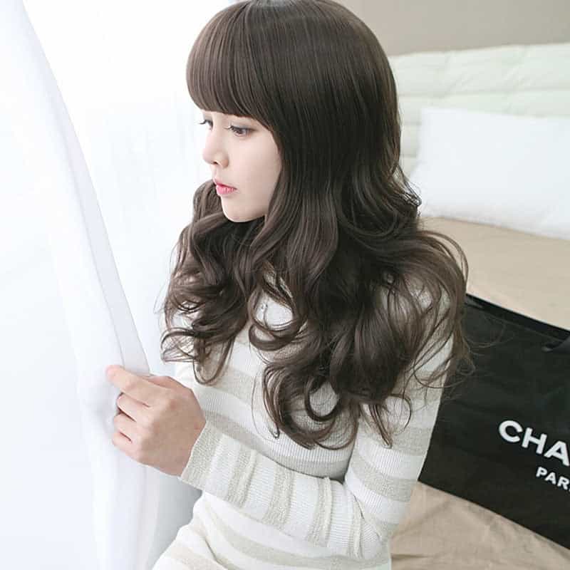 Premium Wig Missing You Volume Wave Straight Hair Wavy End (Cinnamon Brown)