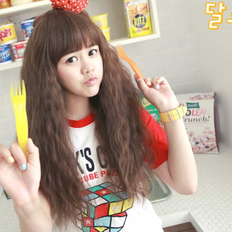 Premium Wig Mood Child Small Soft Curly Hair (Golden Brown)