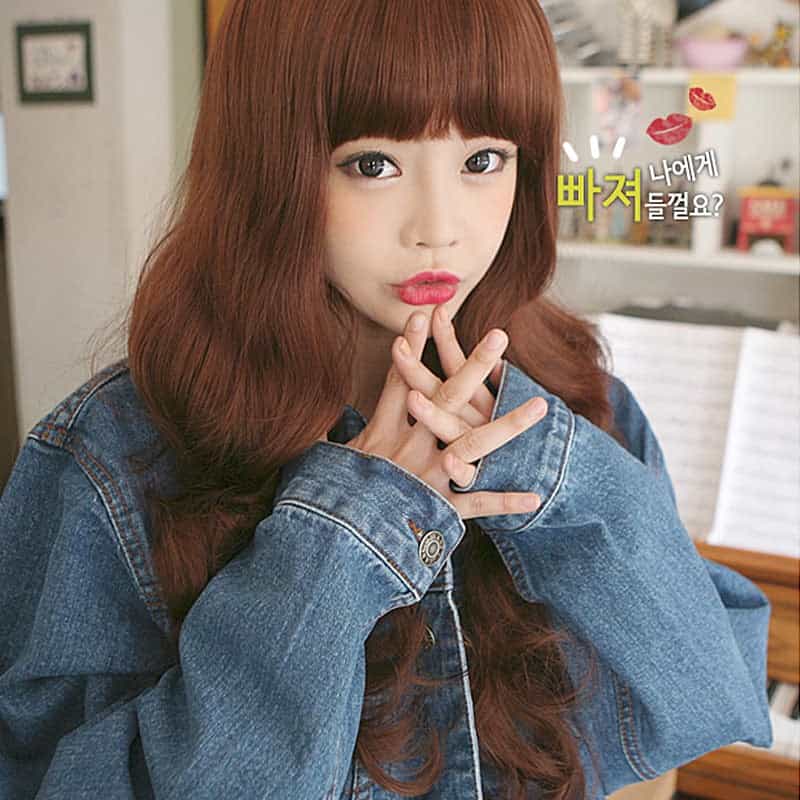 Premium Wig Sweet Spoon Soft Curly Hair (Red Brown)